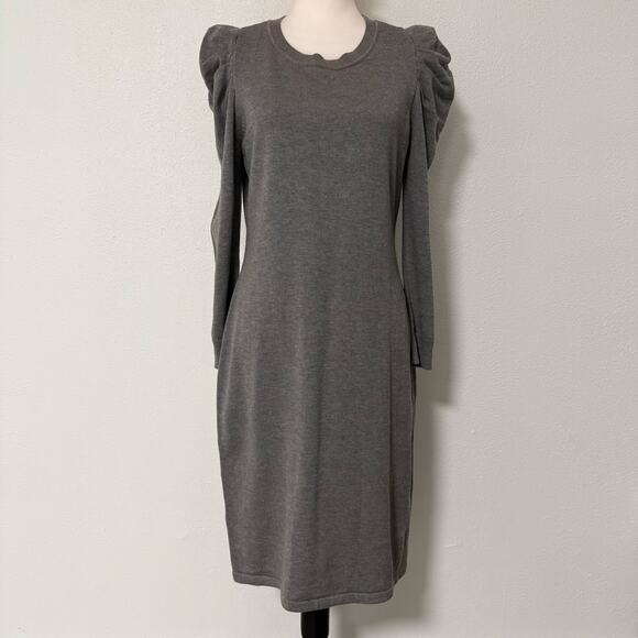 Calvin Klein Women's Gray Knit Puff Sleeve Dress Size Medium - Picture 1 of 12